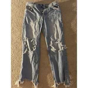 WE THE FREE FREE PEOPLE Mid Wash Button Fly Straight Leg Jeans Size 25 Cotton